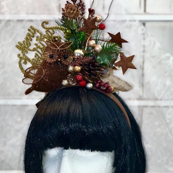 Christmas Brown Owl Adult Headband, Tacky Christmas Party, Ugly Sweater Contest - Picture 5 of 16